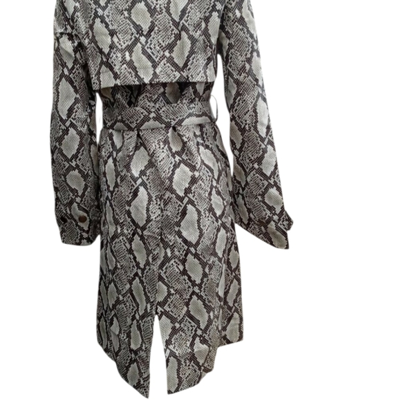Faux Snakeskin Leather Trench Coat Duster Jacket Size: Xs - Picture 10 of 12